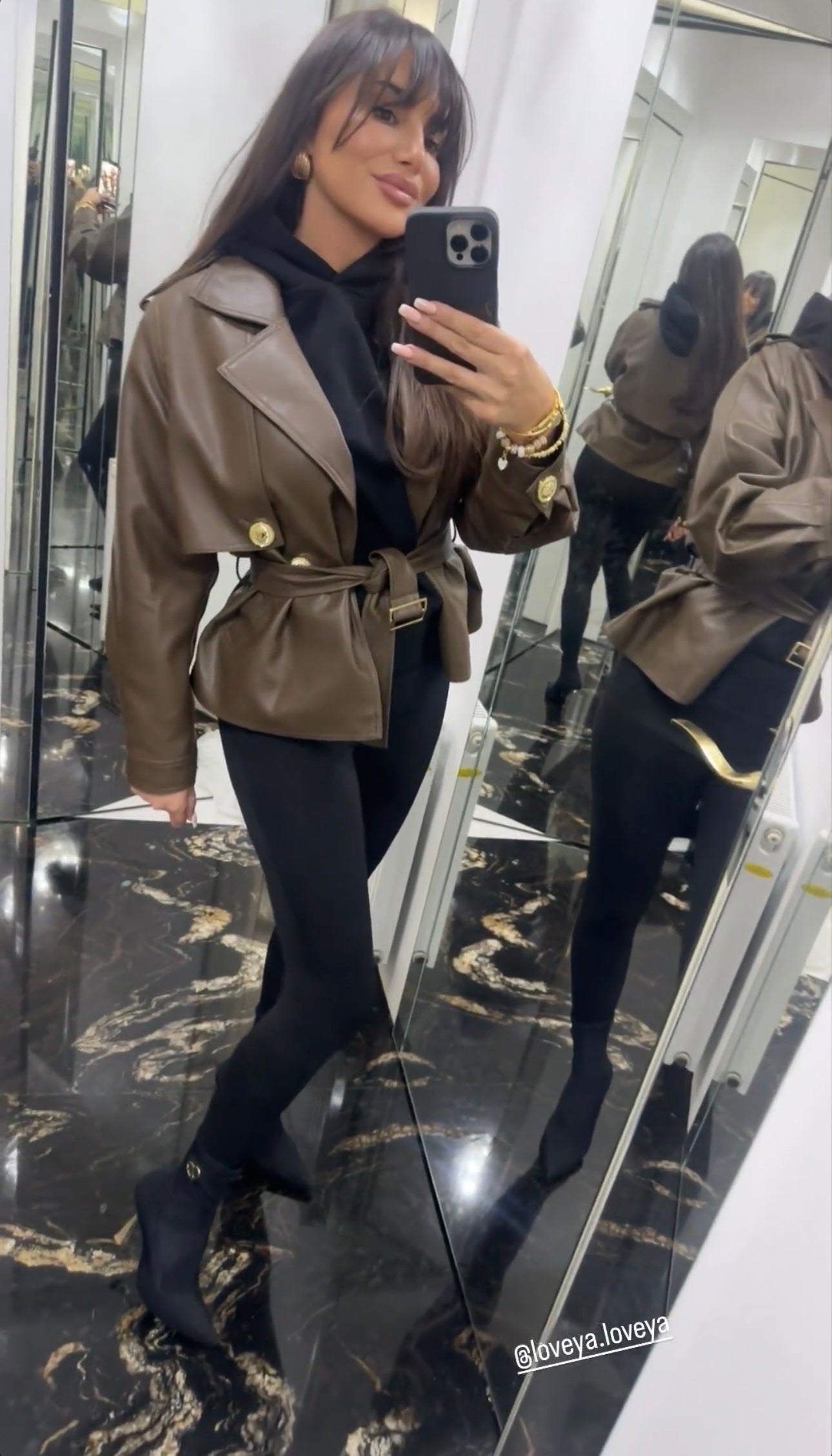 Faux leather Jacket LoveYa chocolate