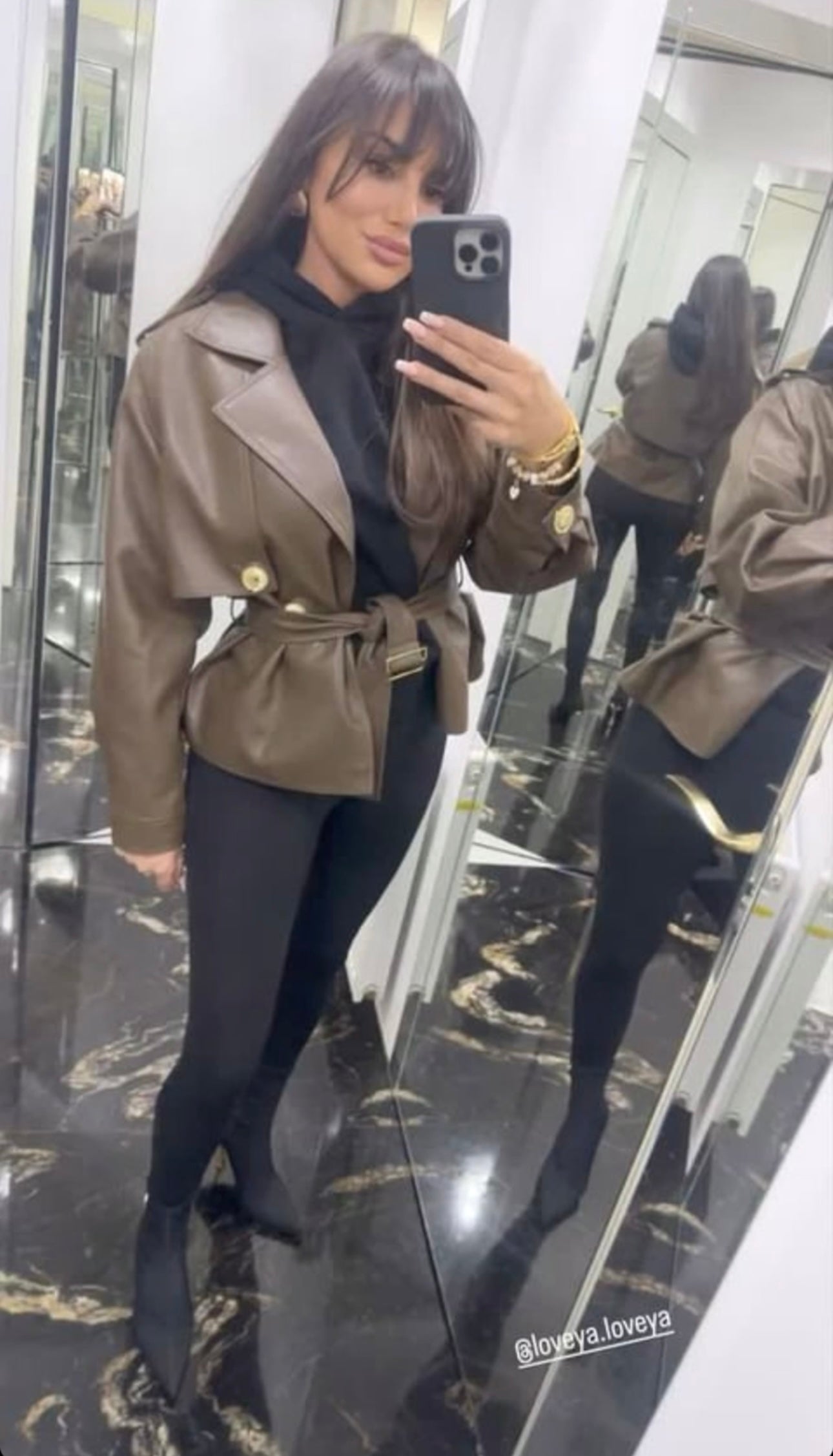 Faux leather Jacket LoveYa chocolate